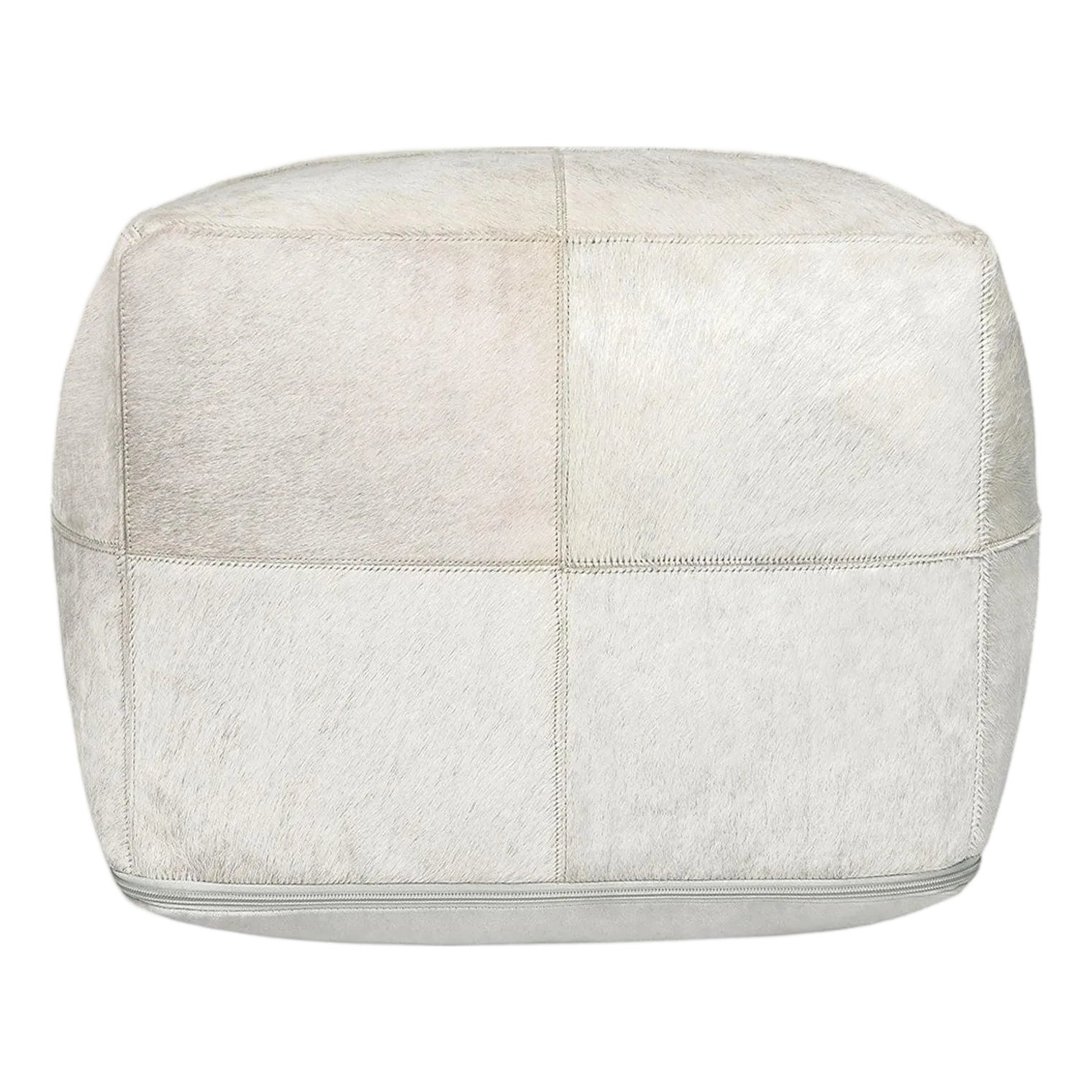 Ivory Hide Pouf Ottoman | Chairish