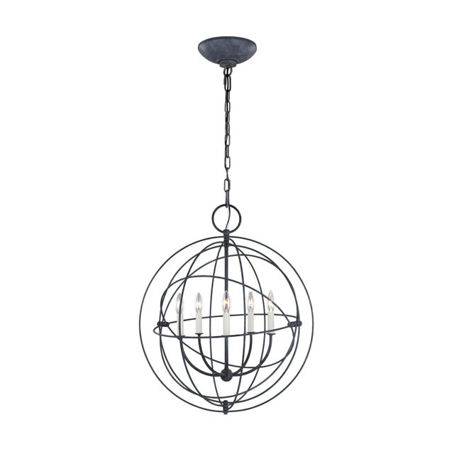 Chapman & Myers by Visual Comfort Studio Bayberry Medium Pendant, Weathered Galvanized For Sale In Greenville, SC - Image 6 of 6