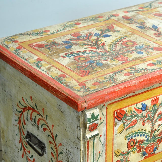Wood Folk Art Bridal Chest, 1950 For Sale - Image 7 of 13