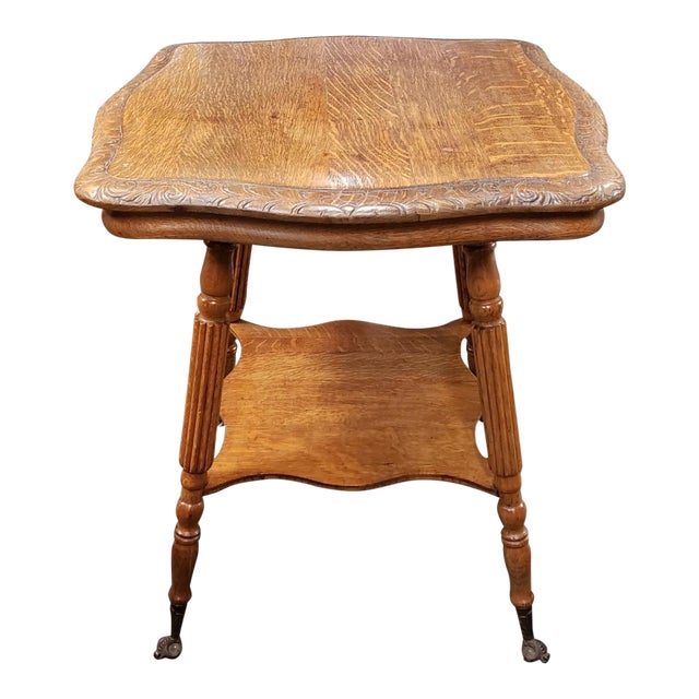 19th Century American Tiger Oak Glass Claw Foot Parlor Table Chairish