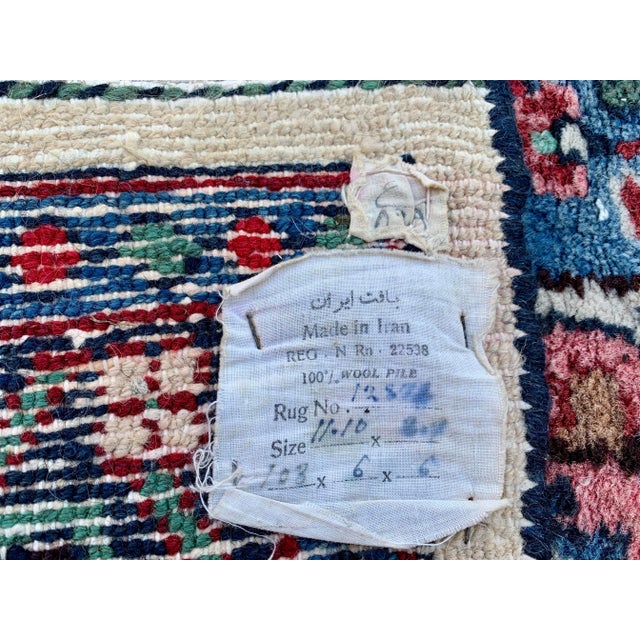 Vintage Persian Hand-Knotted Wool Rug With Ivory Field & Rose Floral Medallion For Sale - Image 12 of 12