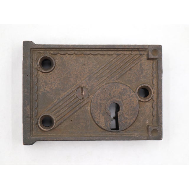 Traditional Set of Antique Cast Iron Door Rim Locks With Iron Key For Sale - Image 3 of 8