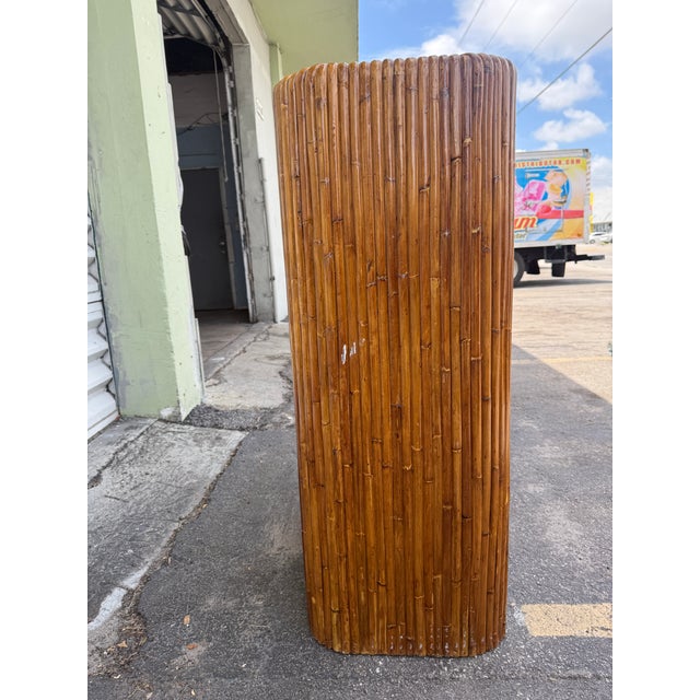 1970's Waterfall Rattan Tall 5 Drawer Chest Manner of Gabriela Crespi For Sale In Miami - Image 6 of 13