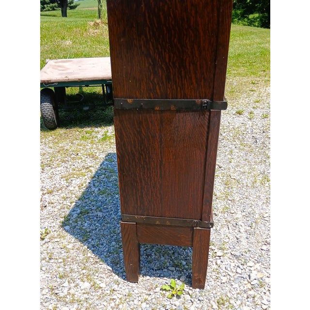 Antique Globe Wernicke 4 Sections Barrister Bookcase Quarter Sawn Oak Mission Style 1920s For Sale - Image 11 of 12