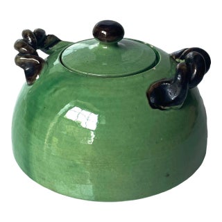 French Vallauris Sugar Bowl With Rope Handles From Atelier Cerenne For Sale