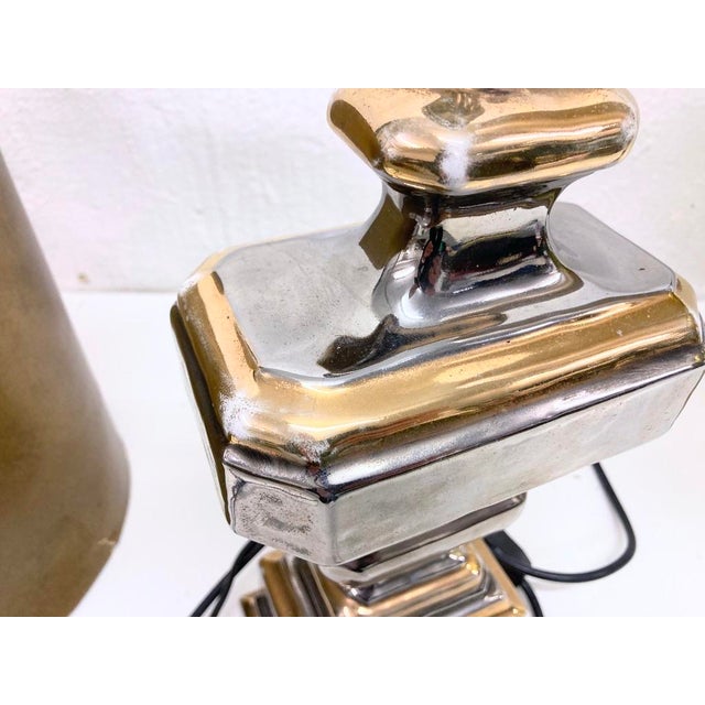 Italian Table Lamps with Ceramic Bases by Zaccagnini, 1960s, Set of 2 For Sale - Image 4 of 16