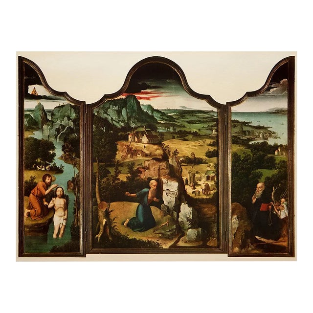 1956 After Joachim Patinir "The Penitence of St. Jerome", Vintage Full-Color Print For Sale