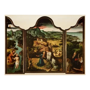 1956 After Joachim Patinir "The Penitence of St. Jerome", Vintage Full-Color Print