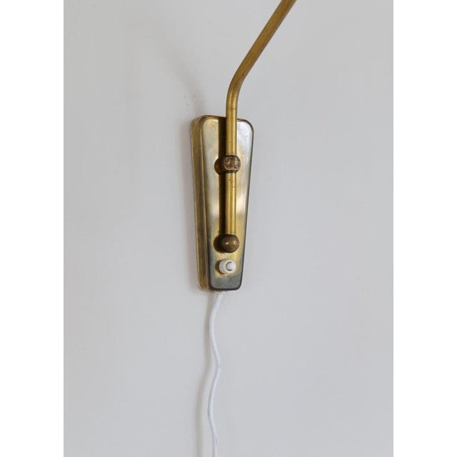 Mid-Century Wall Light in Brass and Cotton Shade, Sweden, 1960 For Sale - Image 4 of 12