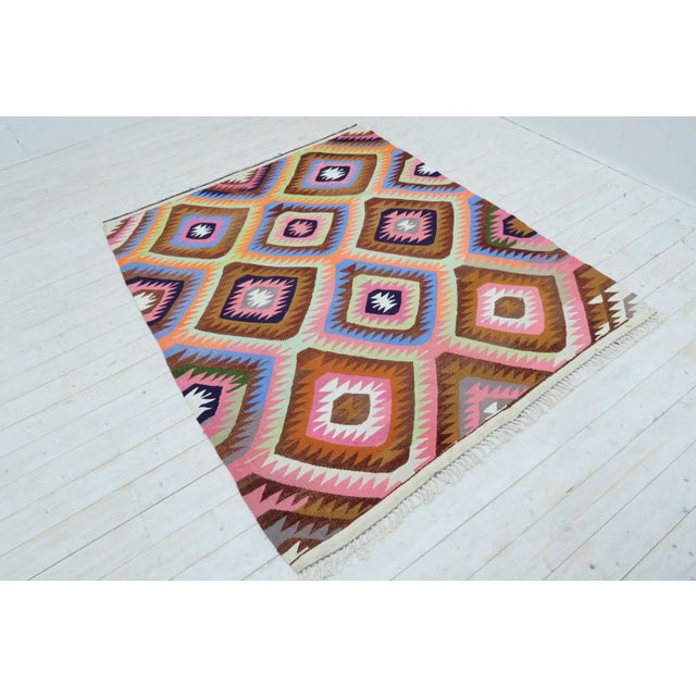 Vintage Turkish Kilim Rug-6’1’x7’5" For Sale - Image 13 of 13