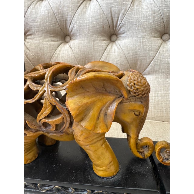 Burnt Umber Decorative Hand-Carved Elephant Bookends For Sale - Image 8 of 12
