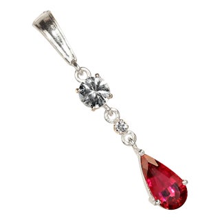 Rubelite and Genuine Real Zircon Pendant For Sale
