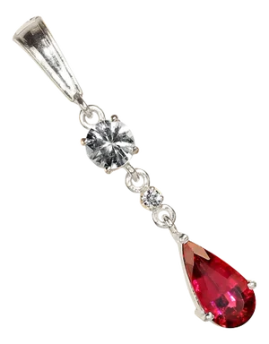 Rubelite and Genuine Real Zircon Pendant