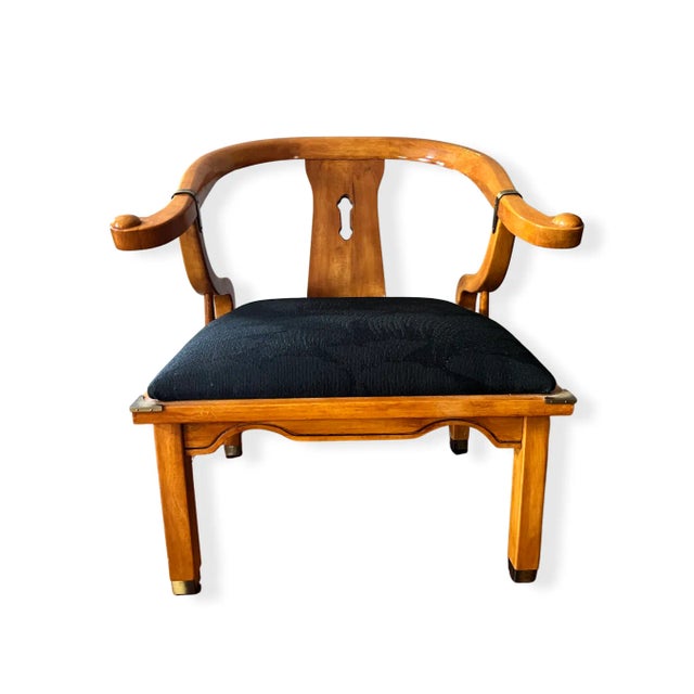 Fabulous Pair of Schnadig Chairs with black upholstery and brass details. Minor scratches on arms. Upholstery in good...