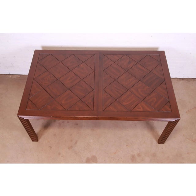 Henredon Mid-Century Modern Oak Parsons Extension Dining Table With Parquet Top For Sale - Image 10 of 13