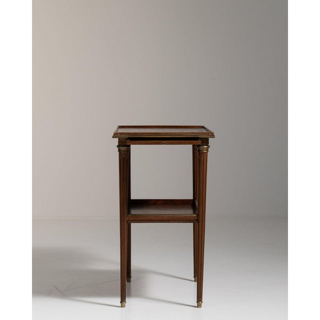 Wood 19th Century France Rich Walnut Brown Carved Walnut Side Table With Shelf For Sale - Image 7 of 11