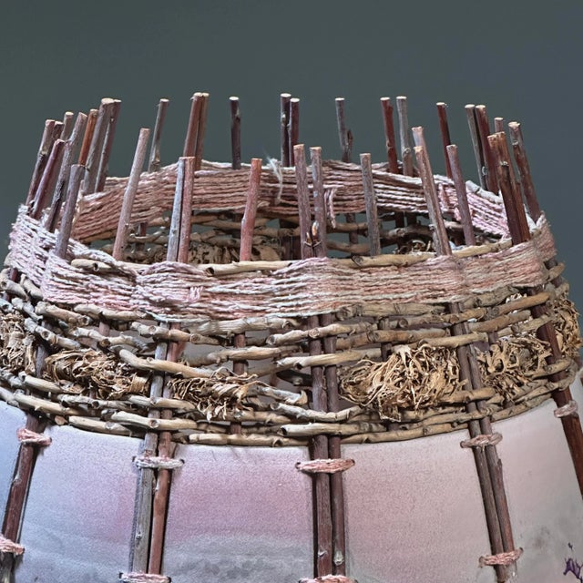 Vintage Organic Modern Fiber and Clay Vessel by Christine and Michael Adcock (Ca. 1980, Signed) For Sale In Philadelphia - Image 6 of 11