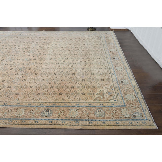 1970s Vintage Persian Handmade Wool Cotton Orange Area Rug For Sale - Image 10 of 11