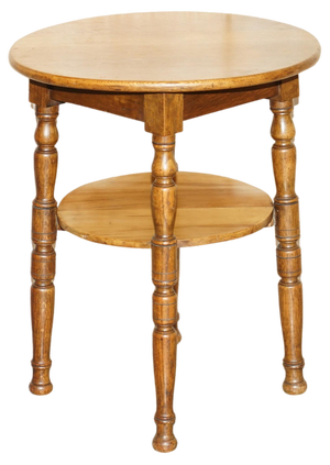 English Oak Side Table with Turned Legs, 1900s