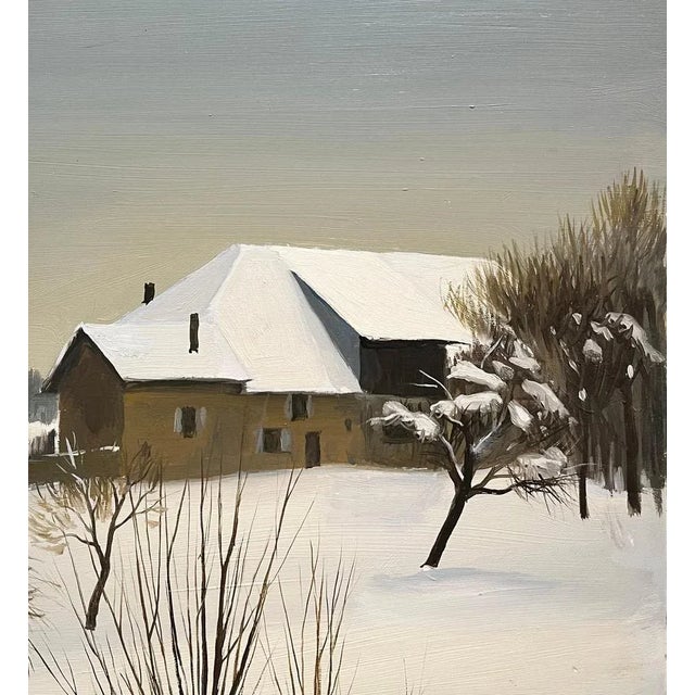 Claude Sauthier, Savoie in Winter 2, Oil on Wood, 1970s For Sale - Image 4 of 12