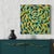 Overlapping loops of turquoise, marigold, olive green and navy swirl across the sheet in broad, blocky strokes, curling...