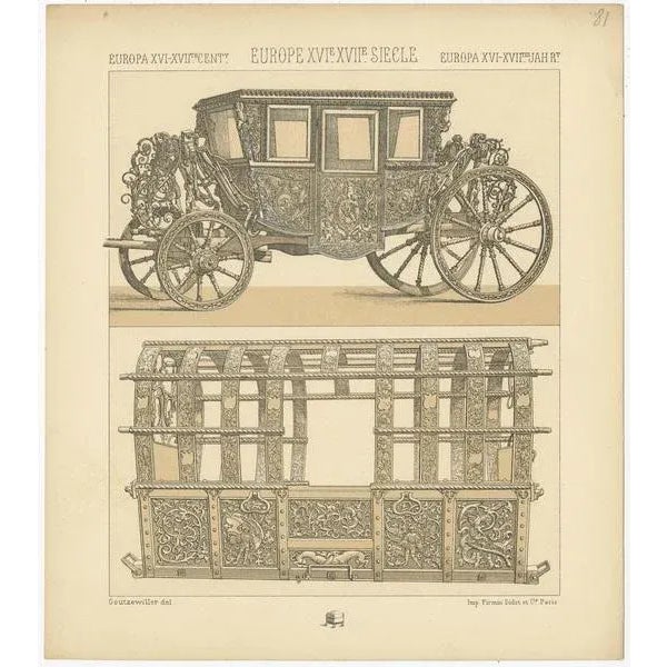 Antique print titled 'Europa XVI, XVIIth Cent - Europe XVIe, XVIIe Siecle - Europa XVIt, XVIItes Jahr'. Chromolithograph...