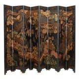 Chinese Eight Panel Lacquer Screen, 20th C., For Sale