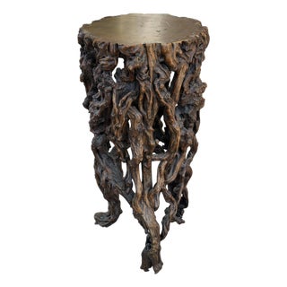 Vintage Carved Natural Tree Root Wood Pedestal For Sale
