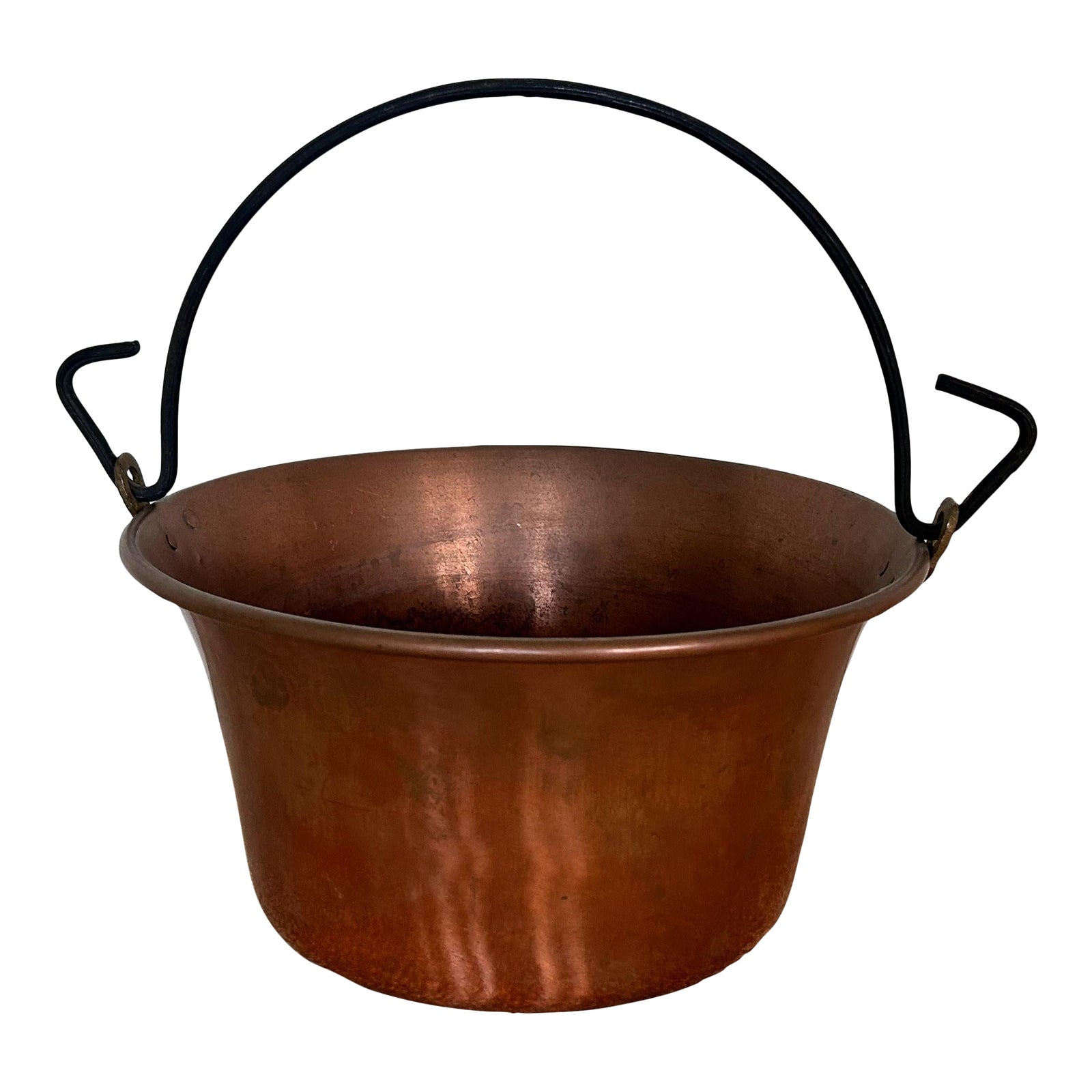 Vintage Decorative Copper Bucket With Wrought Iron Handle Chairish