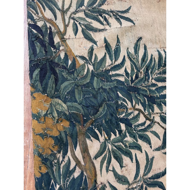 17th-Century Flemish Verdure Tapestry Fragment For Sale - Image 4 of 5