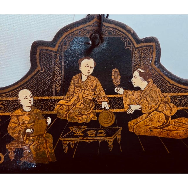 Late 19th Century Antique Meiji Period Japanned Letter Holder,Chinoiserie For Sale - Image 5 of 18
