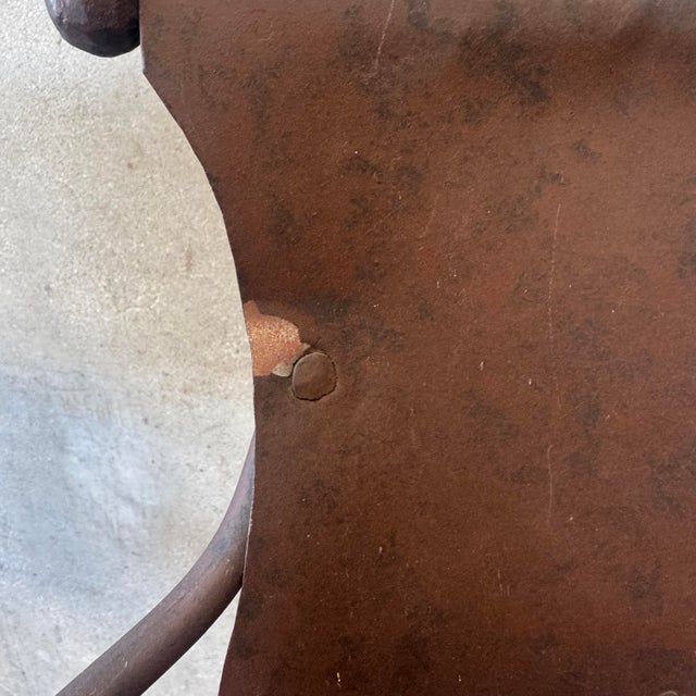 Vintage Pair Wrought Iron & Wood Barstools For Sale - Image 9 of 12