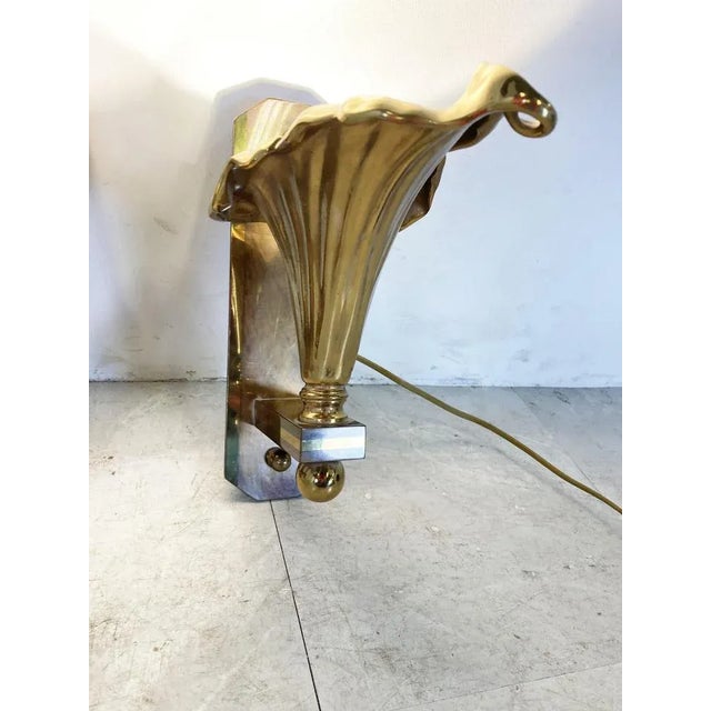 Bronze Flower Wall Lamps, 1970s, Set of 2 For Sale - Image 9 of 13