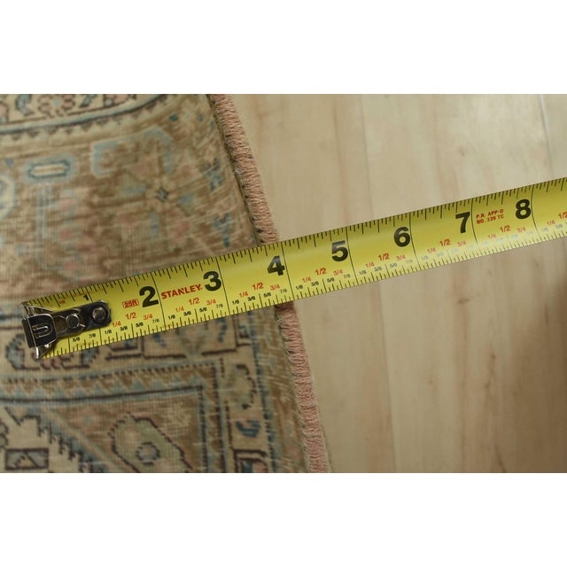 Tabriz Rug 7’11” X 11’3” Pink Wool Vintage Distressed Hand-Knotted Carpet For Sale - Image 13 of 15