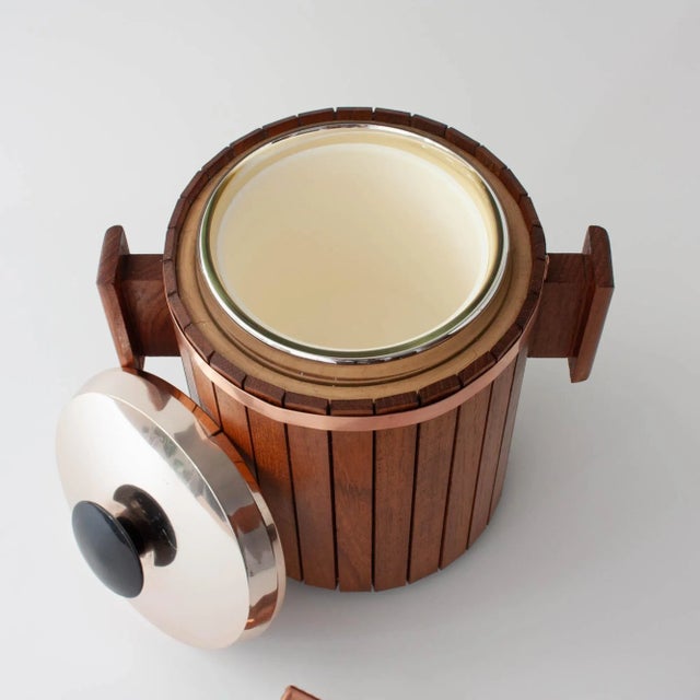 Vintage Danish Wooden Ice Bucket with Copper Details, 1960s For Sale - Image 14 of 18