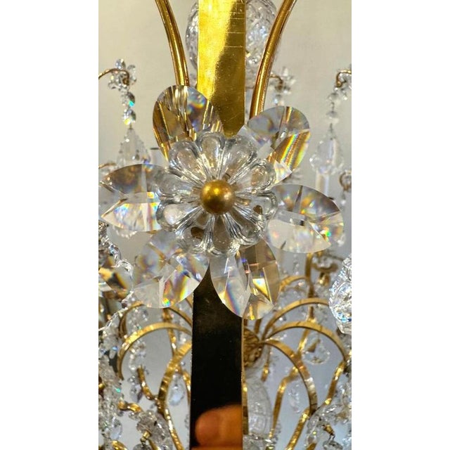 Glass Large Chandelier in Gilded Bronze and Palwa Crystal, 1980s For Sale - Image 7 of 11