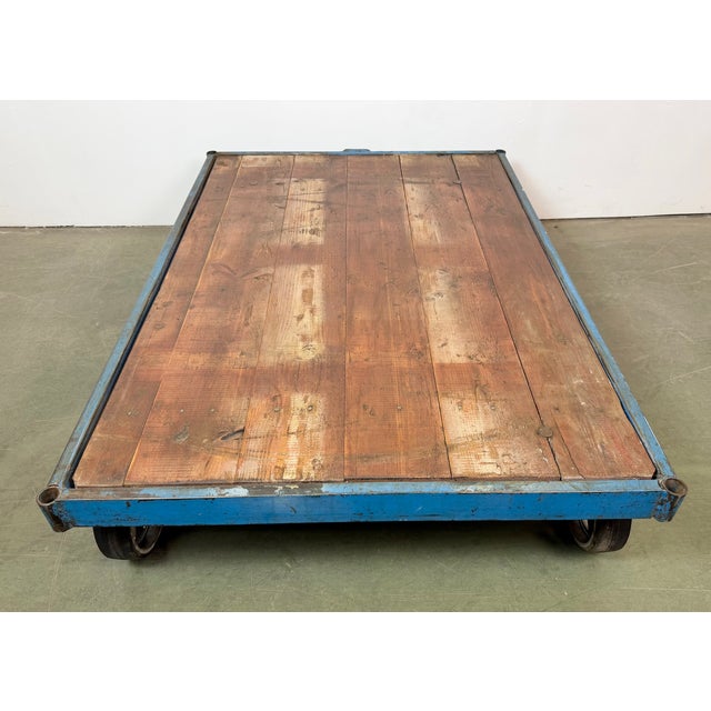 Large Industrial Blue Coffee Table Cart, 1960s For Sale - Image 12 of 16