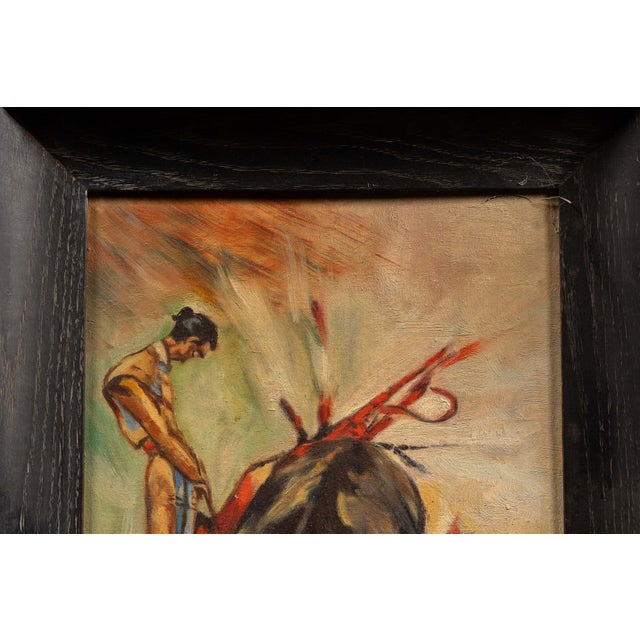 Figurative 1960s Matador Framed Oil on Board Painting For Sale - Image 3 of 6
