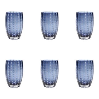 Perle Tumbler in Blue & Grey - Set of 6 For Sale