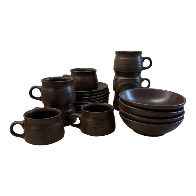 Mid 20th Century Denby Langley Pottery Coffee Set 20 Pieces Chairish