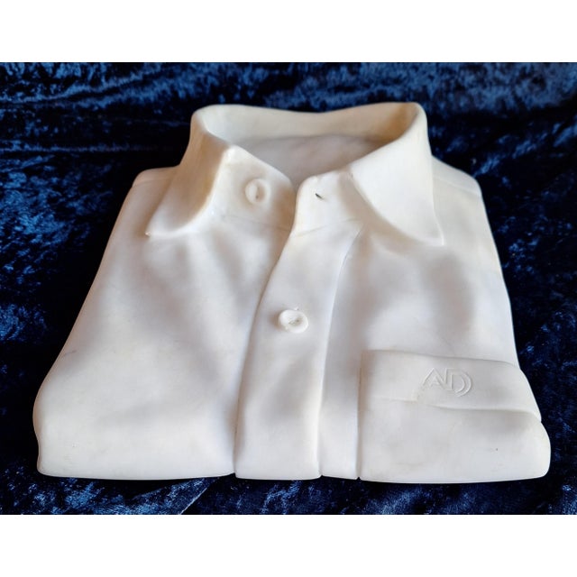 Carved Alabaster Sculpture Shirt, 1980s For Sale - Image 4 of 6