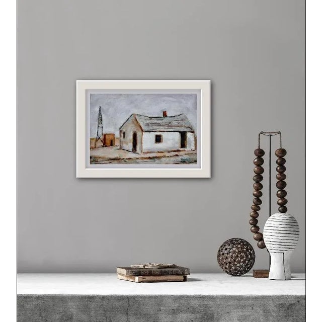 Contemporary American Southwest Desert Scene Old Farmhouse Oil Landscape For Sale - Image 3 of 5