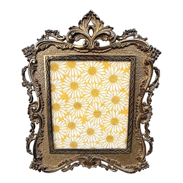 Antique Early 20th-Century Ornate Cast Metal Rococo Revival Picture Frame, Circa 1920s–1940s For Sale