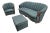 Art Deco Carved Ornate Channel Back Curved Sofa, Lounge Chair and Ottoman for Reupholstery - Set of 3 For Sale