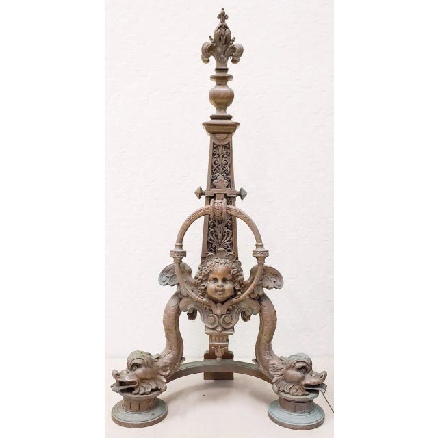 Bronze Pair of Late 19th Century French Baroque Bronze Chenets / Andirons For Sale - Image 8 of 12