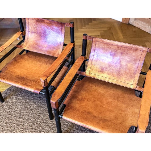 Vintage Leather Safari Chairs by Abel Gonzalez, 1960s, Set of 2 For Sale - Image 11 of 18