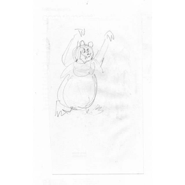 1980s drawing of shoppers by Pennsylvania artist John Reilly (1942-2021). Sketch of a scary bear on the back. Estate stamp...