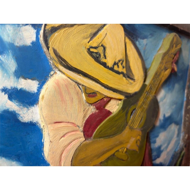 Mid-Century Mexica​n Relief-Carved Wood​ Panels - Charro & Serenade Folk Art Pair 20" For Sale - Image 13 of 18