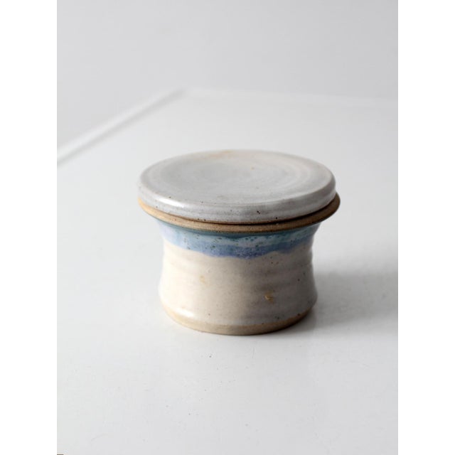 Late 20th Century Vintage Handmade Studio Pottery Butter Keeper For Sale - Image 5 of 15