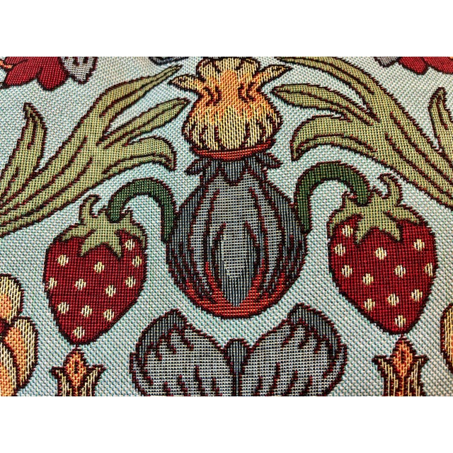 Textile Large Bolster Pillow Decorated With a Renaissance Needlepoint Look Made Up of Colorful Butterflies, Strawberries and Flowers - Made in the U K For Sale - Image 7 of 12